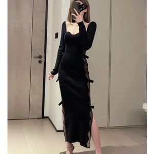 Self-Portrait Black Long Sleeve Bodycon Dress